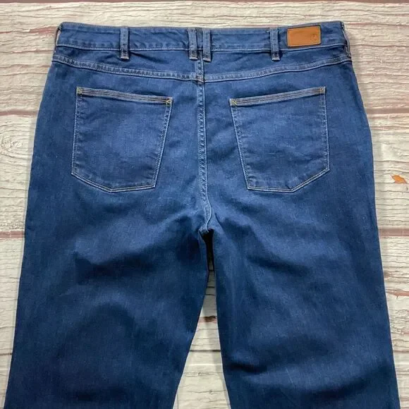 Lands End Womens Jeans sz 16W new Dark Wash Straight Trouser x28" Cotton Stretch - Picture 9 of 11